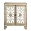 Console Table with 2 Glass Doors and Floral Motif Antique White By Casagear Home BM251335