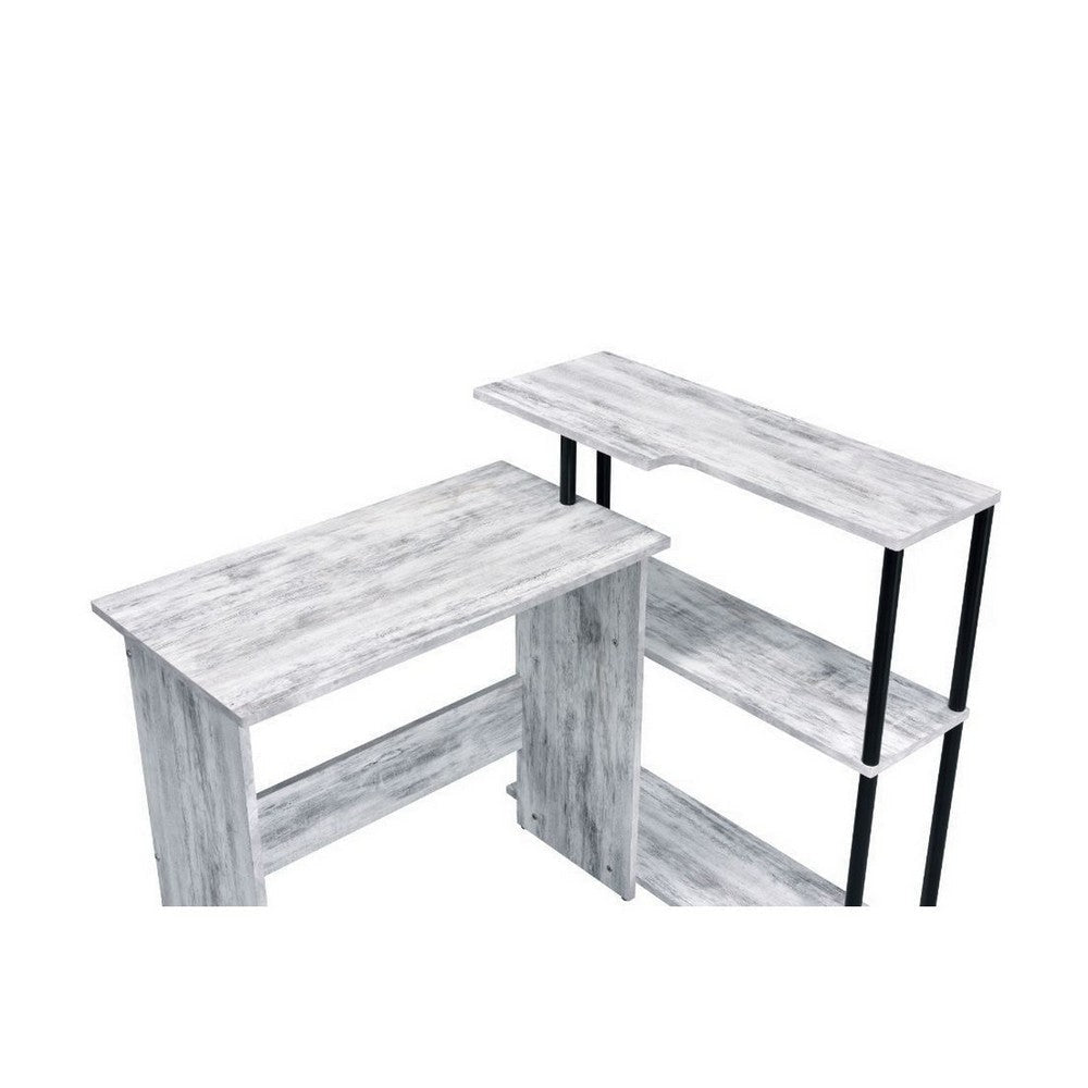 Writing Desk with Elegant Wood Design Antique White and Black By Casagear Home BM251350