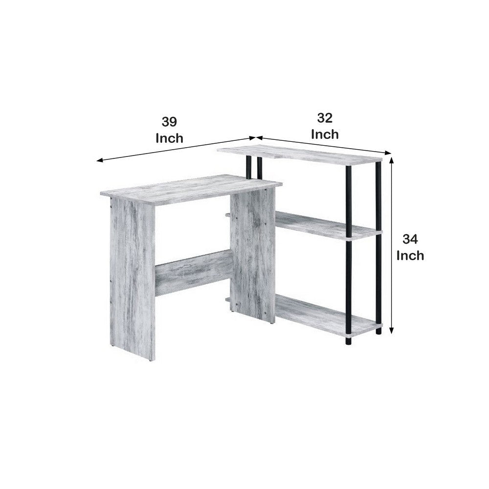 Writing Desk with Elegant Wood Design Antique White and Black By Casagear Home BM251350