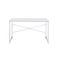 Writing Desk with X Shaped Cross Bar and Chrome Finish White By Casagear Home BM251367