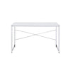 Writing Desk with X Shaped Cross Bar and Chrome Finish White By Casagear Home BM251367