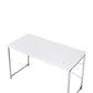 Writing Desk with X Shaped Cross Bar and Chrome Finish White By Casagear Home BM251367