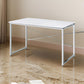 Writing Desk with X Shaped Cross Bar and Chrome Finish, White By Casagear Home