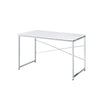 Writing Desk with X Shaped Cross Bar and Chrome Finish, White By Casagear Home