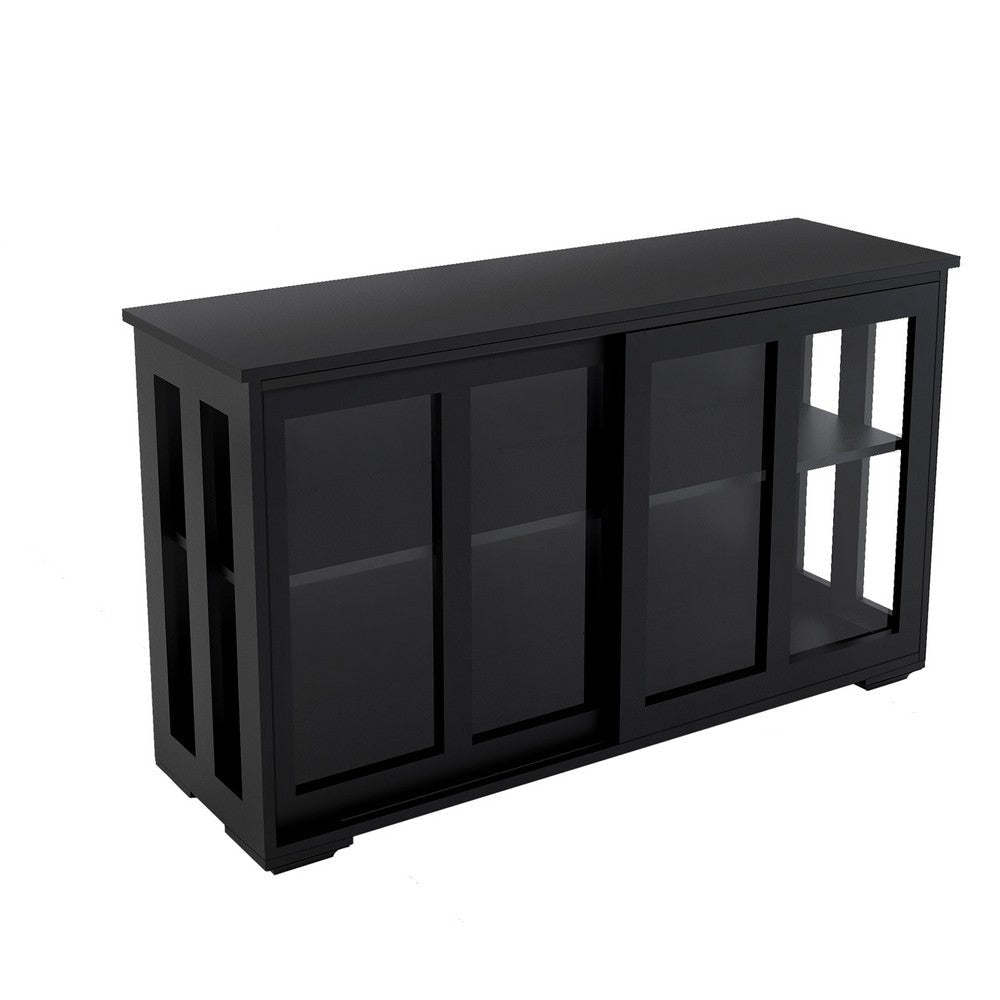 Server with 2 Glass Sliding Doors and 1 Shelf Dark Brown By Casagear Home BM252275