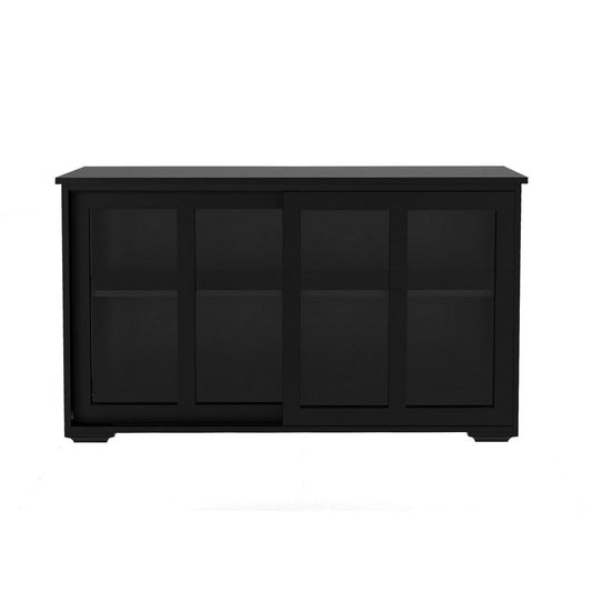 Server with 2 Glass Sliding Doors and 1 Shelf, Dark Brown By Casagear Home