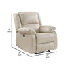 Leatherette Power Recliner Sofa with Pillow Top Armrests Beige By Casagear Home BM252364