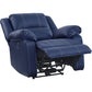 Leatherette Power Recliner Sofa with Pillow Top Armrests Blue By Casagear Home BM252365