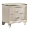 Nightstand with Textured 2 Drawers and Acrylic Legs, Pearl White By Casagear Home