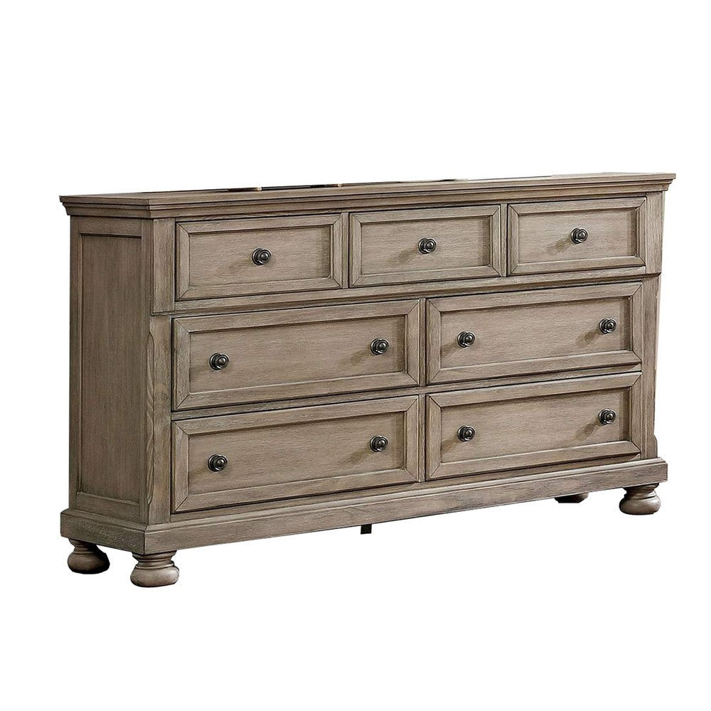 Dresser with 1 Hidden Drawer and Weathered Look, Gray By Casagear Home