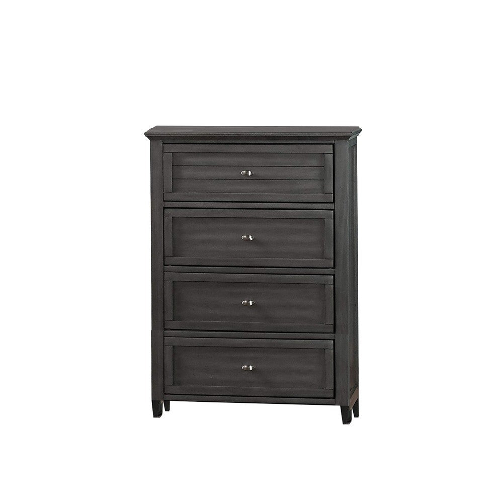 Chest with 4 Drawers and Metal Pulls, Gray By Casagear Home