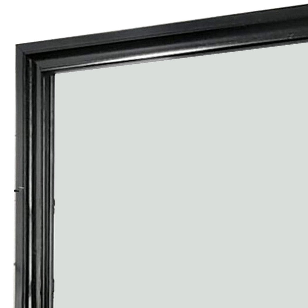 Mirror with Wooden Frame and Molded Detail Black By Casagear Home BM252510