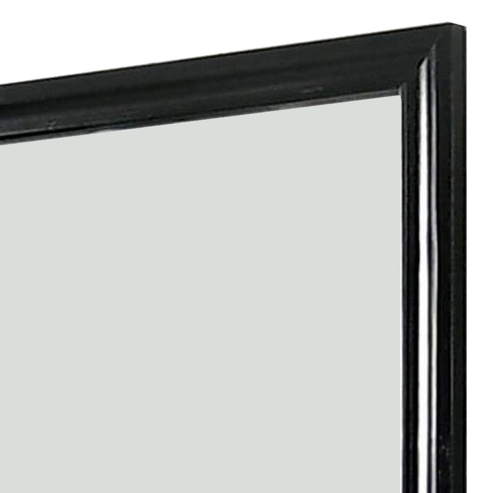 Mirror with Wooden Frame and Molded Detail Black By Casagear Home BM252510