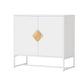 2 Door Sideboard with Diamond Shaped Pull, White By Casagear Home