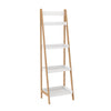 4 Tier Bookshelf with Ladder Style and Raised Edges, White and Brown By Casagear Home