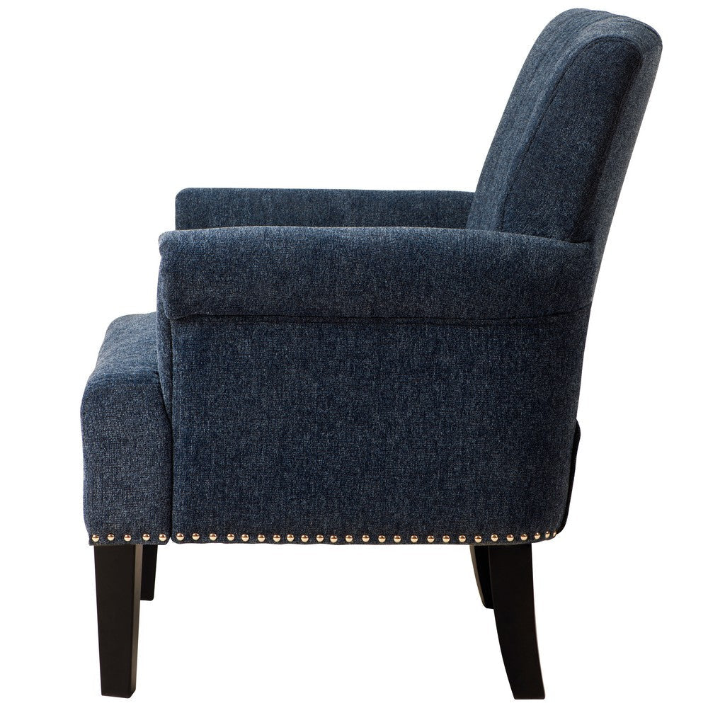 Accent Chair with Fabric Upholstery and Channel Tufting Navy Blue By Casagear Home BM252572