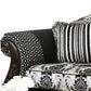 Sofa with Scalloped Crown Top Back and Damask Pattern Gray By Casagear Home BM252983