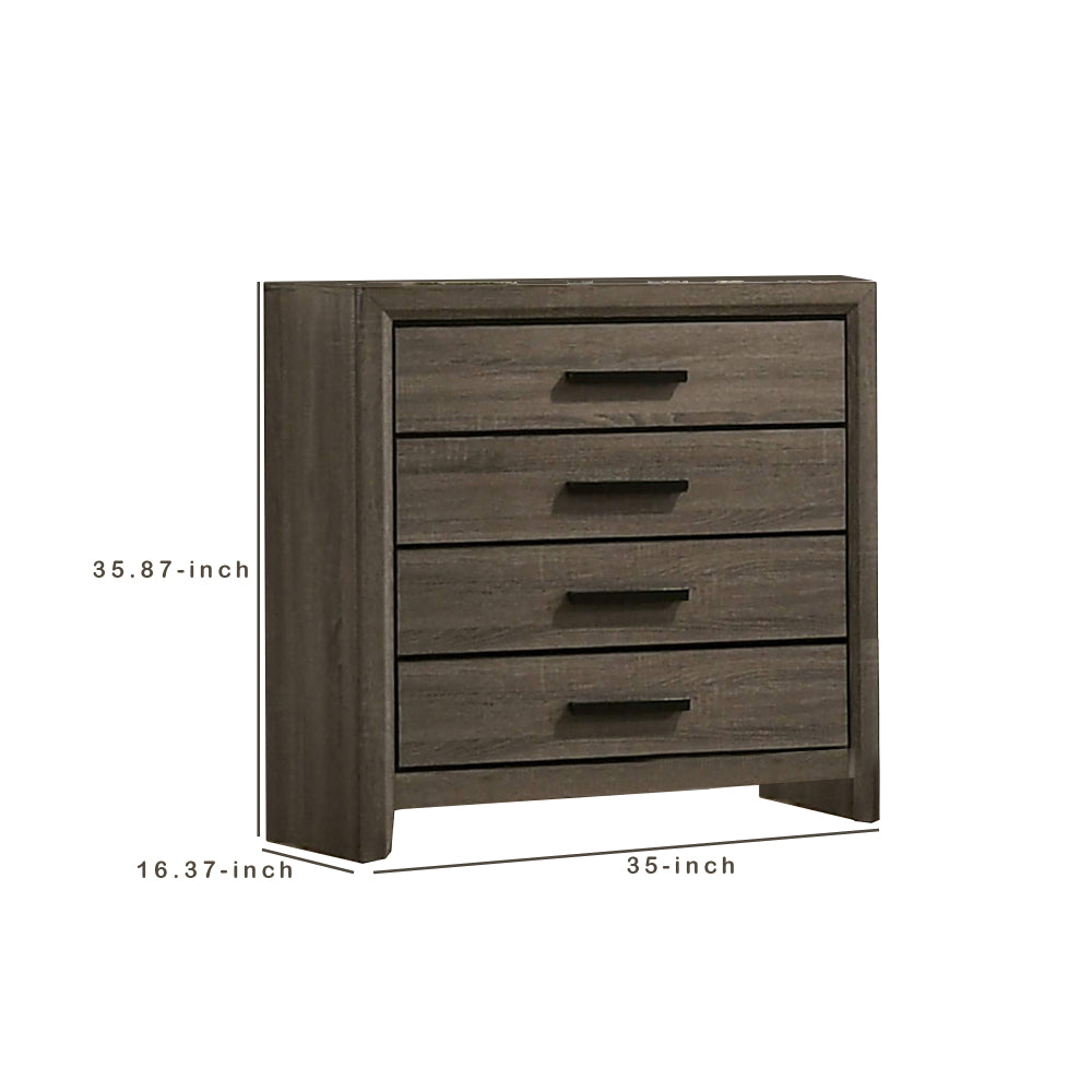 Chest with Black Rectangular Pulls Gray By Casagear Home BM253014