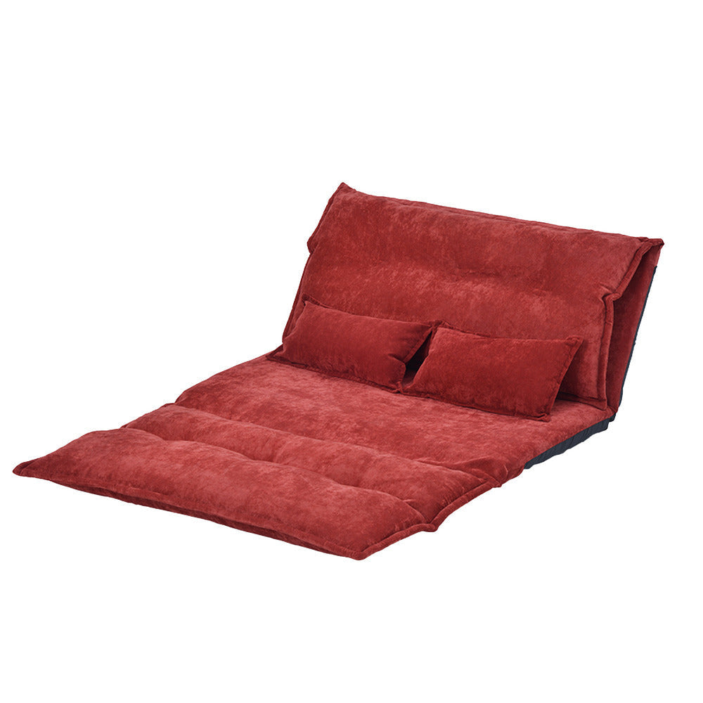 Folding Floor Sofa Bed Futon 5 Adjustable Positions 2 Pillows Red By Casagear Home BM261468