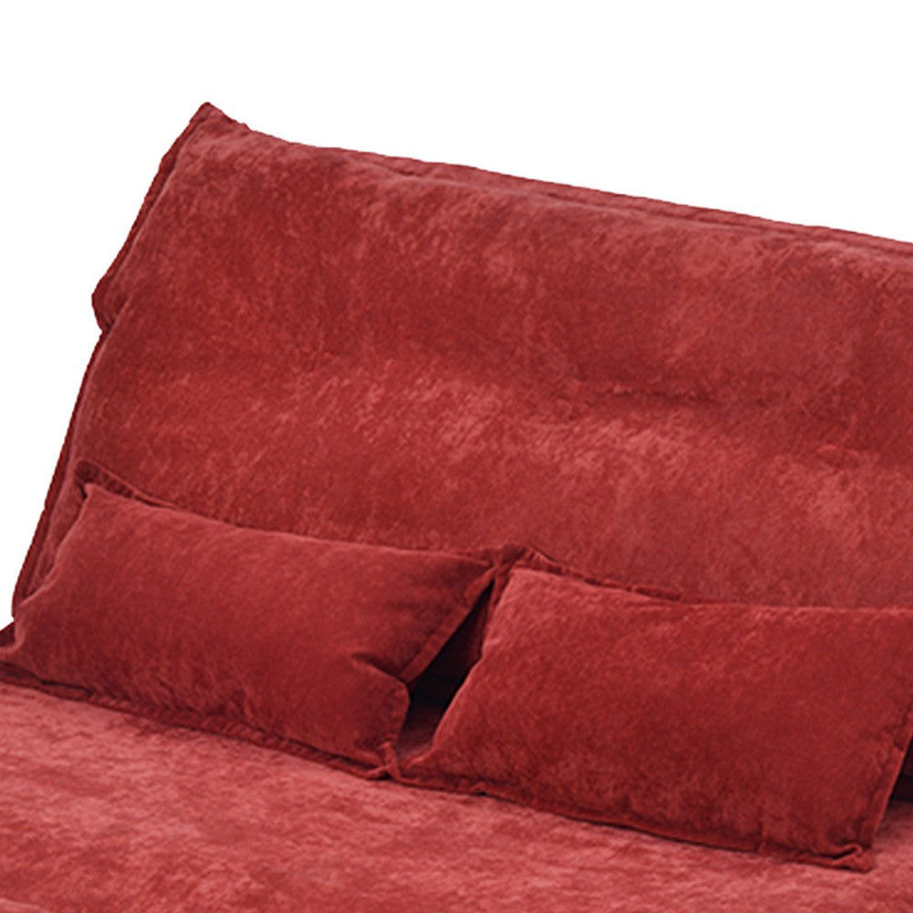 Sofa Bed with 5 Way Adjustable Back and Pillows Red By Casagear Home BM261468