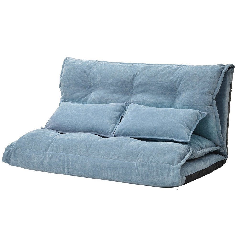 Adjustable Foldable Leisure Futon Sofa with Tufting, Blue By Casagear Home