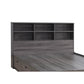 Twin Bookcase Headboard with 6 Open Compartments, Distressed Gray By Casagear Home