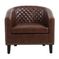 Leatherette Accent Chair with Nailhead Trim and Diamond Stitch Brown By Casagear Home BM261573