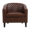 Leatherette Accent Chair with Nailhead Trim and Diamond Stitch Brown By Casagear Home BM261573