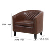 Leatherette Accent Chair with Nailhead Trim and Diamond Stitch Brown By Casagear Home BM261573