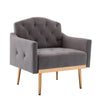 Accent Chair with Tufted Stitching Details and Metal Legs Gray and Gold By Casagear Home BM261578