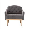 Accent Chair with Tufted Stitching Details and Metal Legs Gray and Gold By Casagear Home BM261578