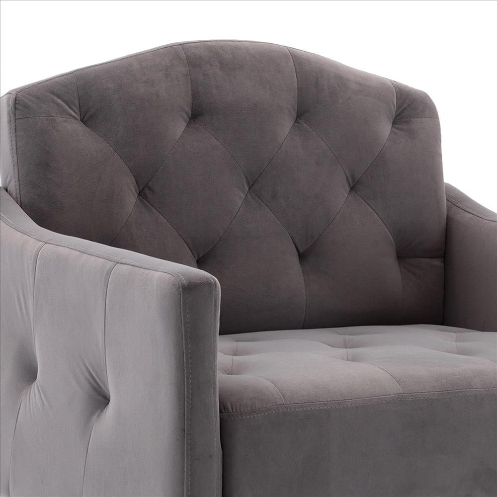 Accent Chair with Tufted Stitching Details and Metal Legs Gray and Gold By Casagear Home BM261578