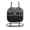 Patio Swing Chair with Tubular Stand and Wicker Weaving Black By Casagear Home BM261732