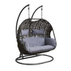 Patio Swing Chair with Tubular Stand and Wicker Weaving, Black By Casagear Home