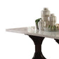 Dining Table with Marble Top and Trestle Base Offwhite By Casagear Home BM261793