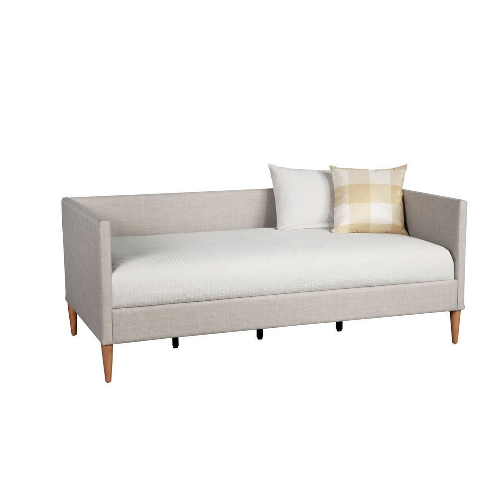 Twin Daybed with Wooden Frame and Fabric Upholstery, Gray By Casagear Home