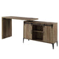 Swivel Writing Desk with Sliding Barn Door and USB Port Brown By Casagear Home BM261899