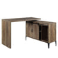 Swivel Writing Desk with Sliding Barn Door and USB Port, Brown By Casagear Home