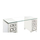 Writing Desk with 6 Drawers and Faux Diamond Inlay Silver By Casagear Home BM261966