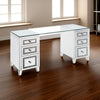 Writing Desk with 6 Drawers and Faux Diamond Inlay Silver By Casagear Home BM261966