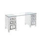 Writing Desk with 6 Drawers and Faux Diamond Inlay, Silver By Casagear Home