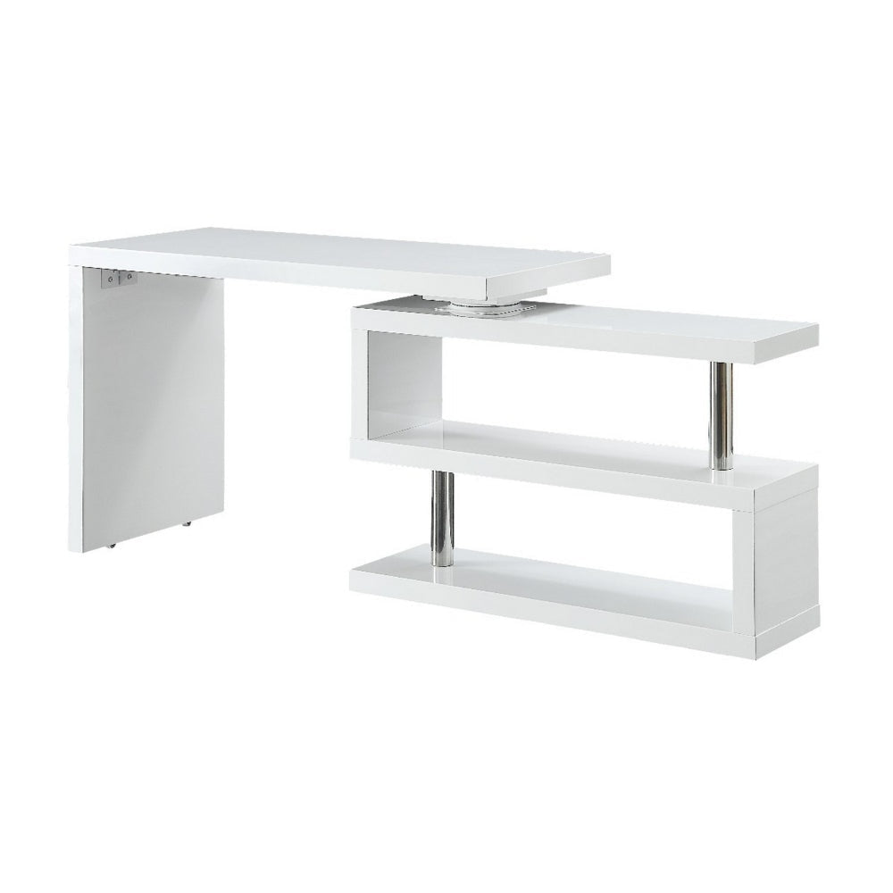 48 Inch Writing Desk with Swivel Open Shelf White By Casagear Home BM262108