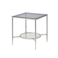 End Table with Textured Round Shelf Silver By Casagear Home BM262119