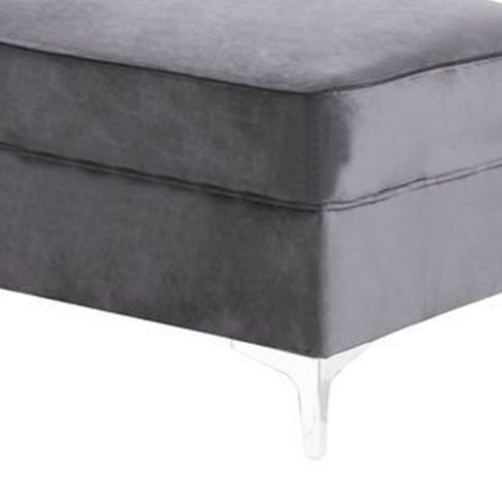 Ottoman with Cushioned Seat and Angled Metal Feet Gray By Casagear Home BM262121