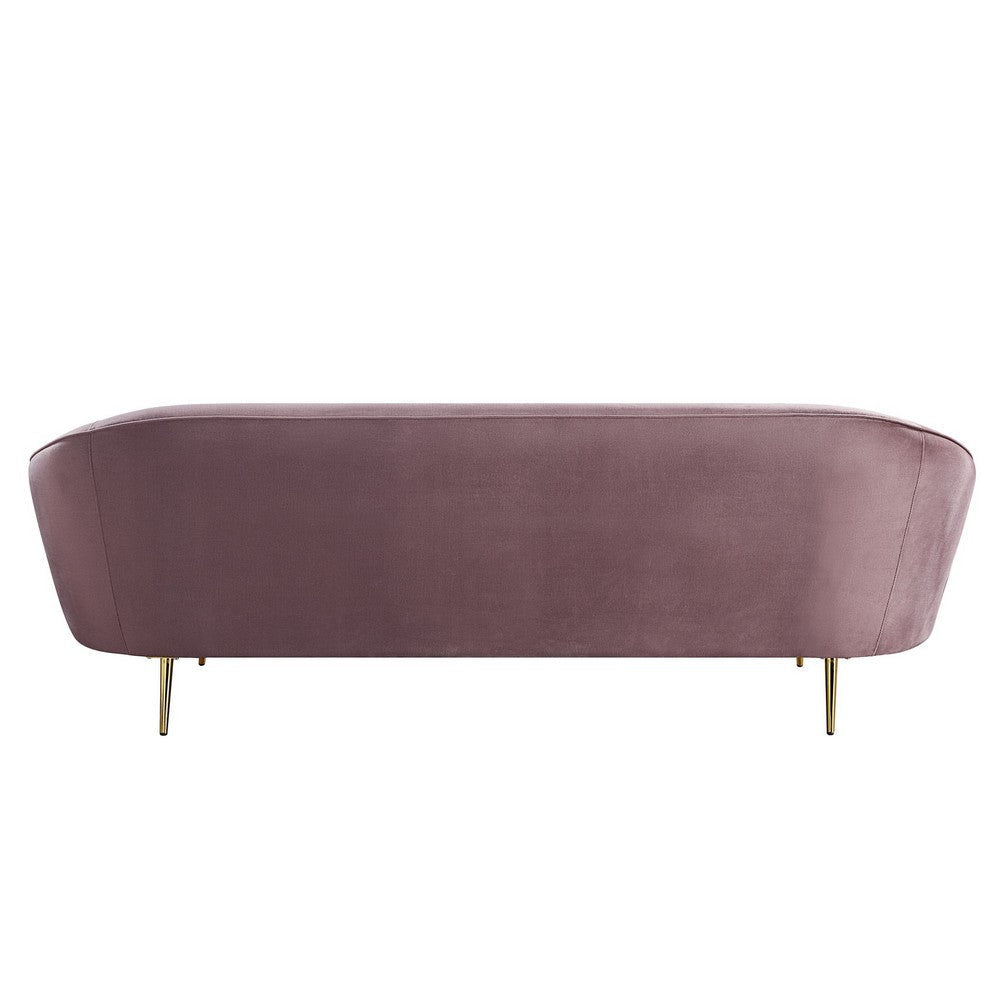 Sofa with Curved Silhouette and Sloped Arms Pink By Casagear Home BM262130