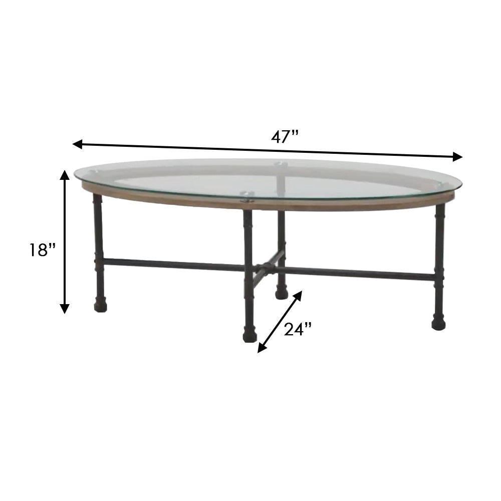 Coffee Table with Pipe Design Tubular metal Legs Brown By Casagear Home BM262146