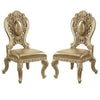 Side Chair with Scroll Crown Back and Ornate Motifs, Set of 2, Gold By Casagear Home