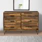 Dresser with 6 Drawers and Butcher Block Pattern, Brown By Casagear Home