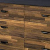 Dresser with 6 Drawers and Butcher Block Pattern Brown and Gray By Casagear Home BM262174