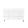 Dresser with 6 Drawers and Angled Metal Feet White By Casagear Home BM262175